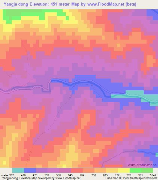 Yangja-dong,North Korea Elevation Map