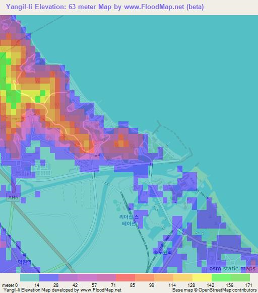 Yangil-li,North Korea Elevation Map