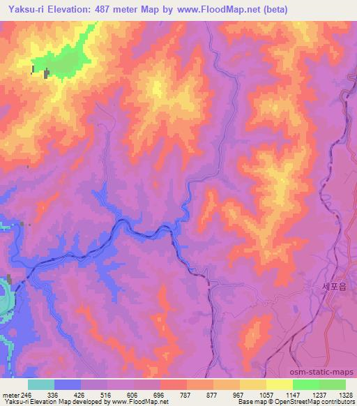 Yaksu-ri,North Korea Elevation Map