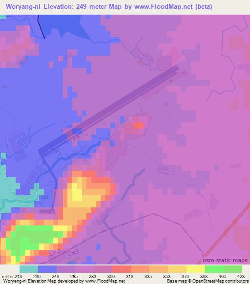 Woryang-ni,North Korea Elevation Map