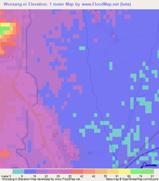 Wonsang-ni,North Korea Elevation Map