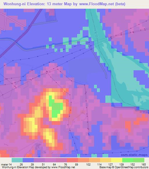 Wonhung-ni,North Korea Elevation Map