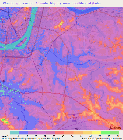 Won-dong,North Korea Elevation Map
