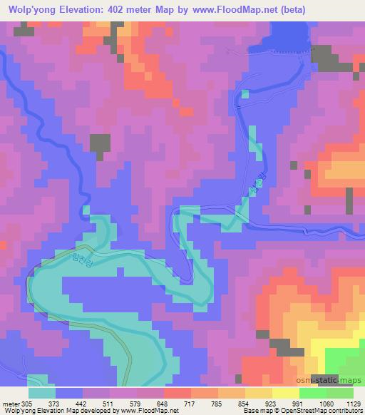 Wolp'yong,North Korea Elevation Map