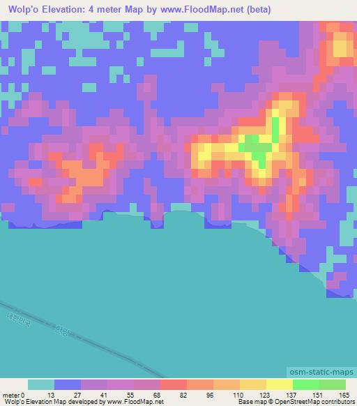 Wolp'o,North Korea Elevation Map
