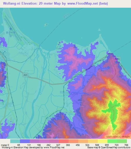 Wollang-ni,North Korea Elevation Map
