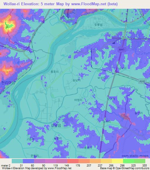 Wollae-ri,North Korea Elevation Map