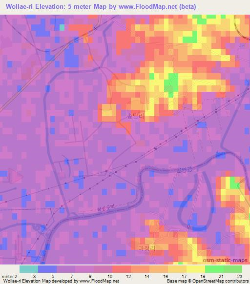 Wollae-ri,North Korea Elevation Map