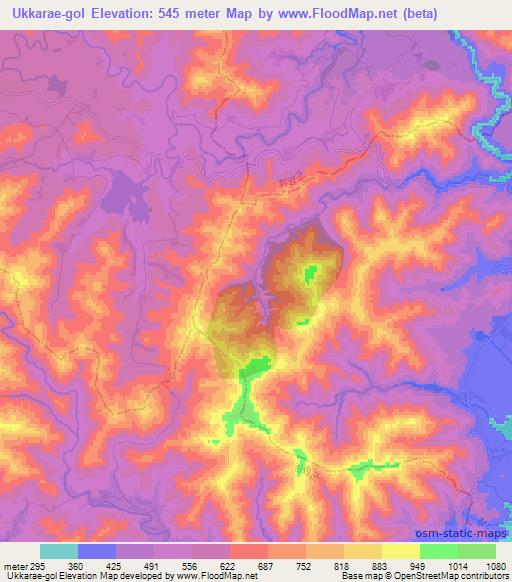Ukkarae-gol,North Korea Elevation Map