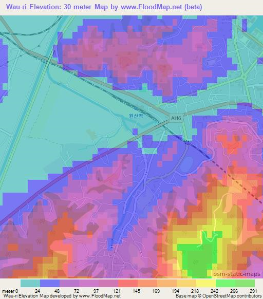 Wau-ri,North Korea Elevation Map