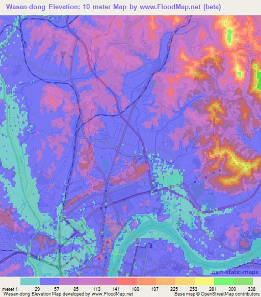 Wasan-dong,North Korea Elevation Map