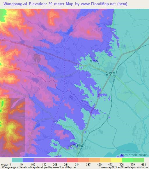 Wangsang-ni,North Korea Elevation Map