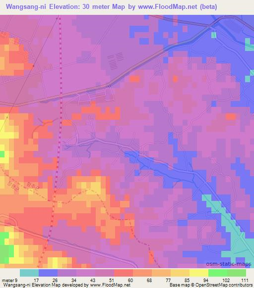 Wangsang-ni,North Korea Elevation Map