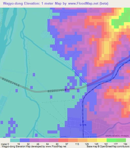 Wagyo-dong,North Korea Elevation Map