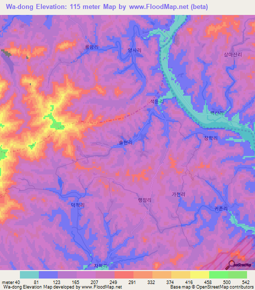 Wa-dong,North Korea Elevation Map