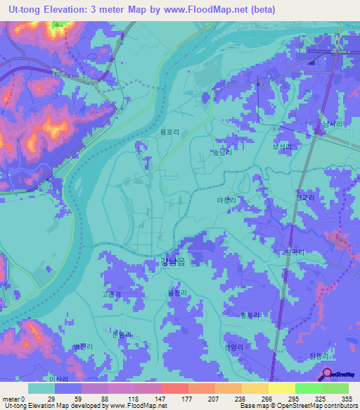 Ut-tong,North Korea Elevation Map