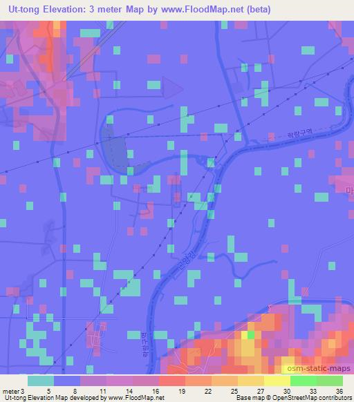 Ut-tong,North Korea Elevation Map