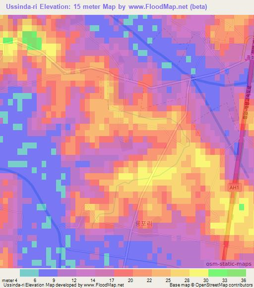 Ussinda-ri,North Korea Elevation Map