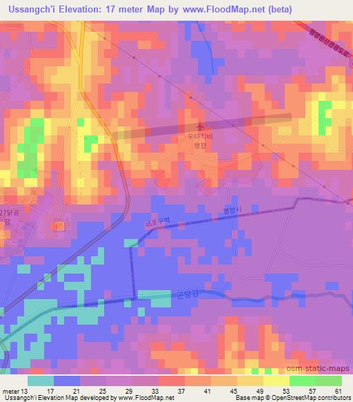 Ussangch'i,North Korea Elevation Map