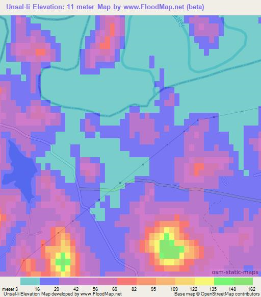 Unsal-li,North Korea Elevation Map