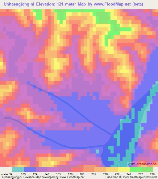 Unhaengjong-ni,North Korea Elevation Map