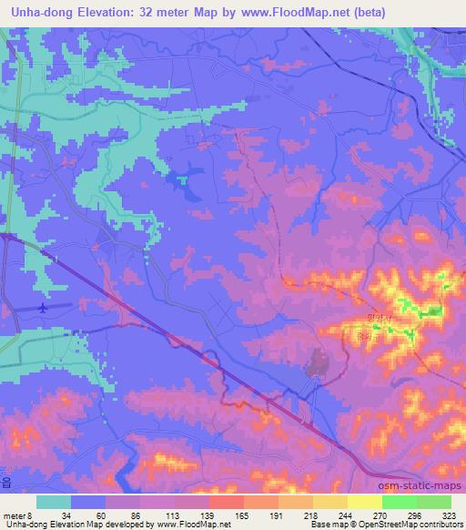 Unha-dong,North Korea Elevation Map