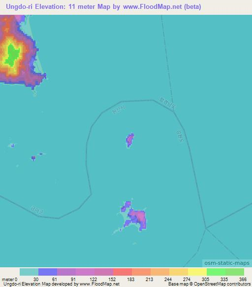 Ungdo-ri,North Korea Elevation Map