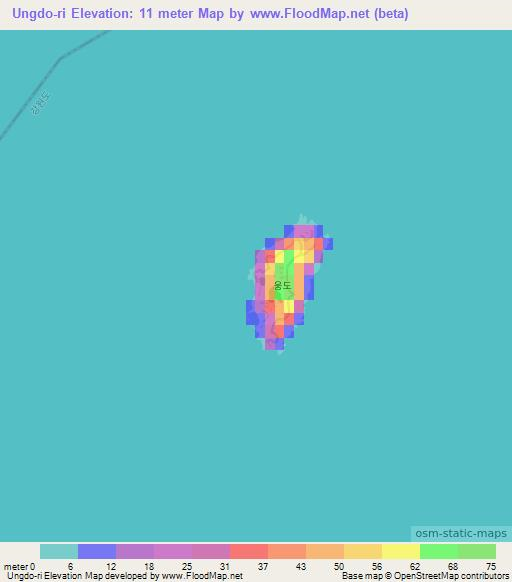 Ungdo-ri,North Korea Elevation Map