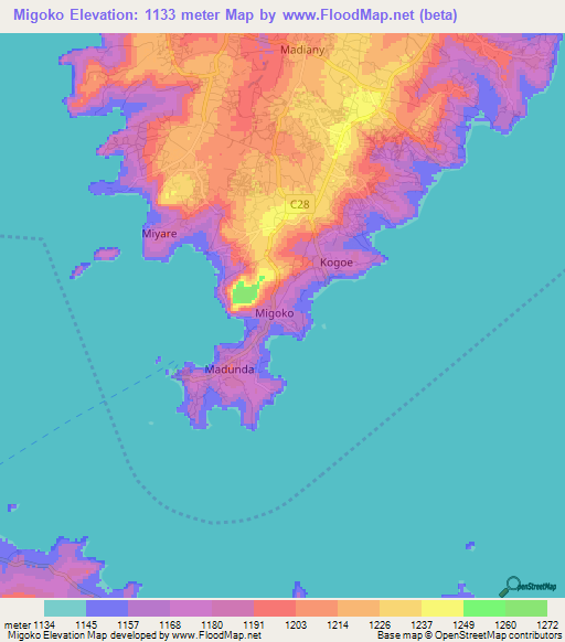 Migoko,Kenya Elevation Map