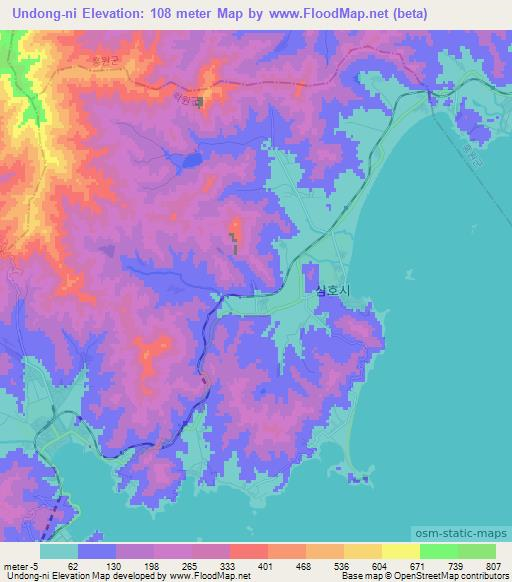 Undong-ni,North Korea Elevation Map