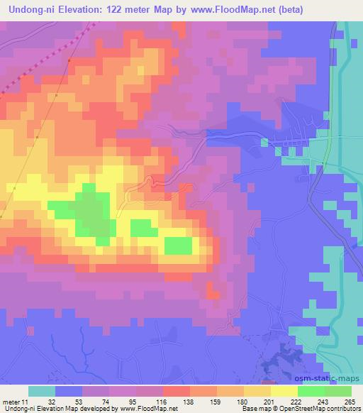 Undong-ni,North Korea Elevation Map