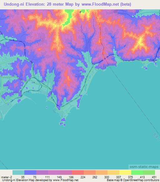 Undong-ni,North Korea Elevation Map