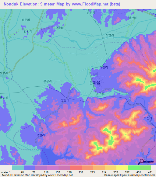 Nonduk,North Korea Elevation Map