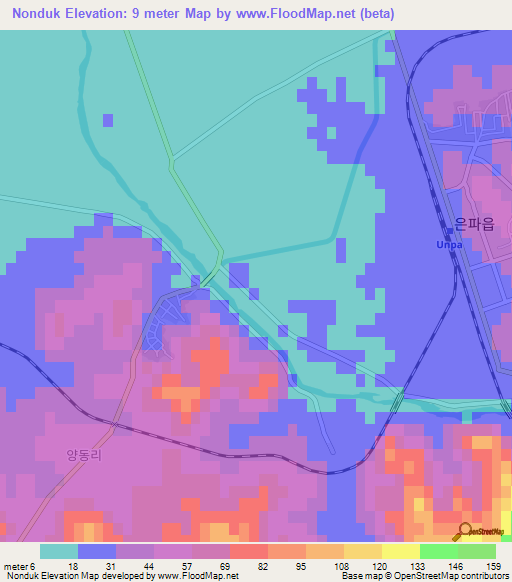 Nonduk,North Korea Elevation Map
