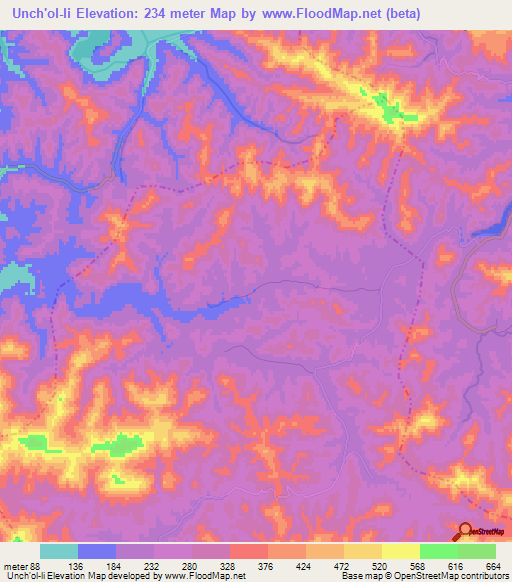 Unch'ol-li,North Korea Elevation Map