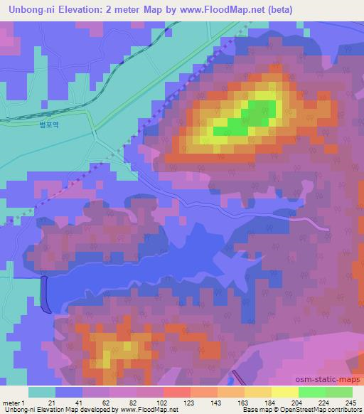 Unbong-ni,North Korea Elevation Map