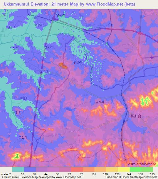 Ukkumsumul,North Korea Elevation Map