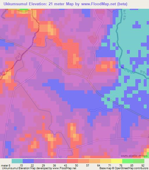 Ukkumsumul,North Korea Elevation Map