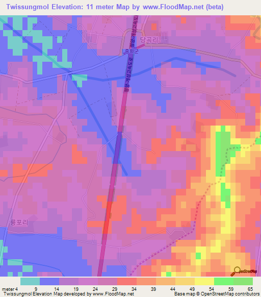 Twissungmol,North Korea Elevation Map