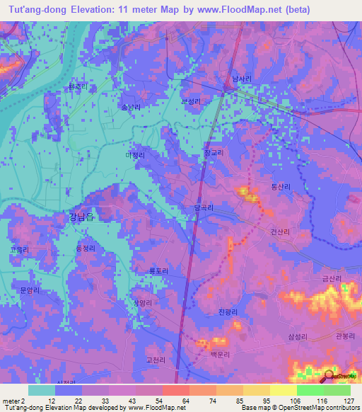 Tut'ang-dong,North Korea Elevation Map