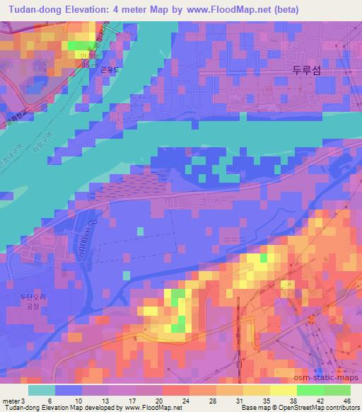 Tudan-dong,North Korea Elevation Map