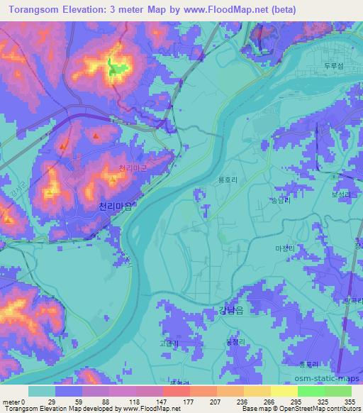 Torangsom,North Korea Elevation Map