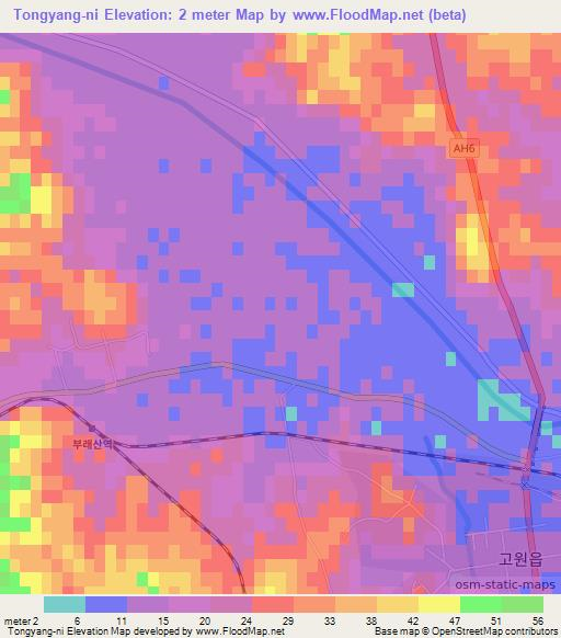 Tongyang-ni,North Korea Elevation Map