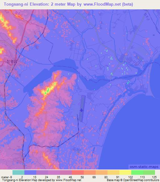 Tongsang-ni,North Korea Elevation Map