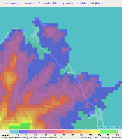 Tongsang-ni,North Korea Elevation Map