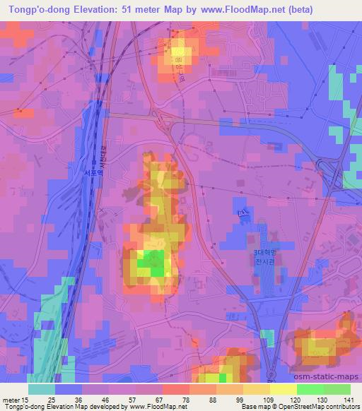 Tongp'o-dong,North Korea Elevation Map
