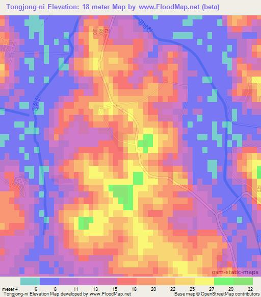 Tongjong-ni,North Korea Elevation Map