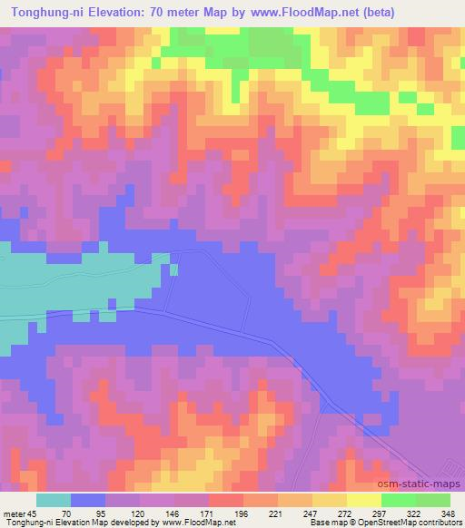 Tonghung-ni,North Korea Elevation Map