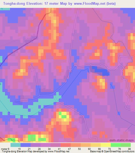 Tongha-dong,North Korea Elevation Map
