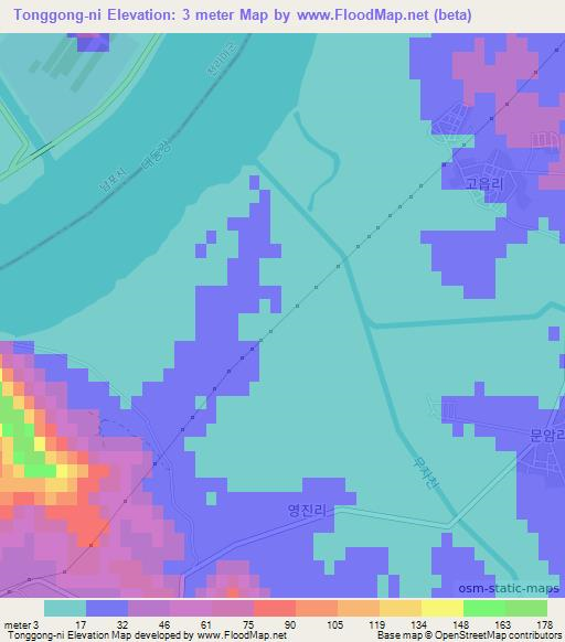 Tonggong-ni,North Korea Elevation Map